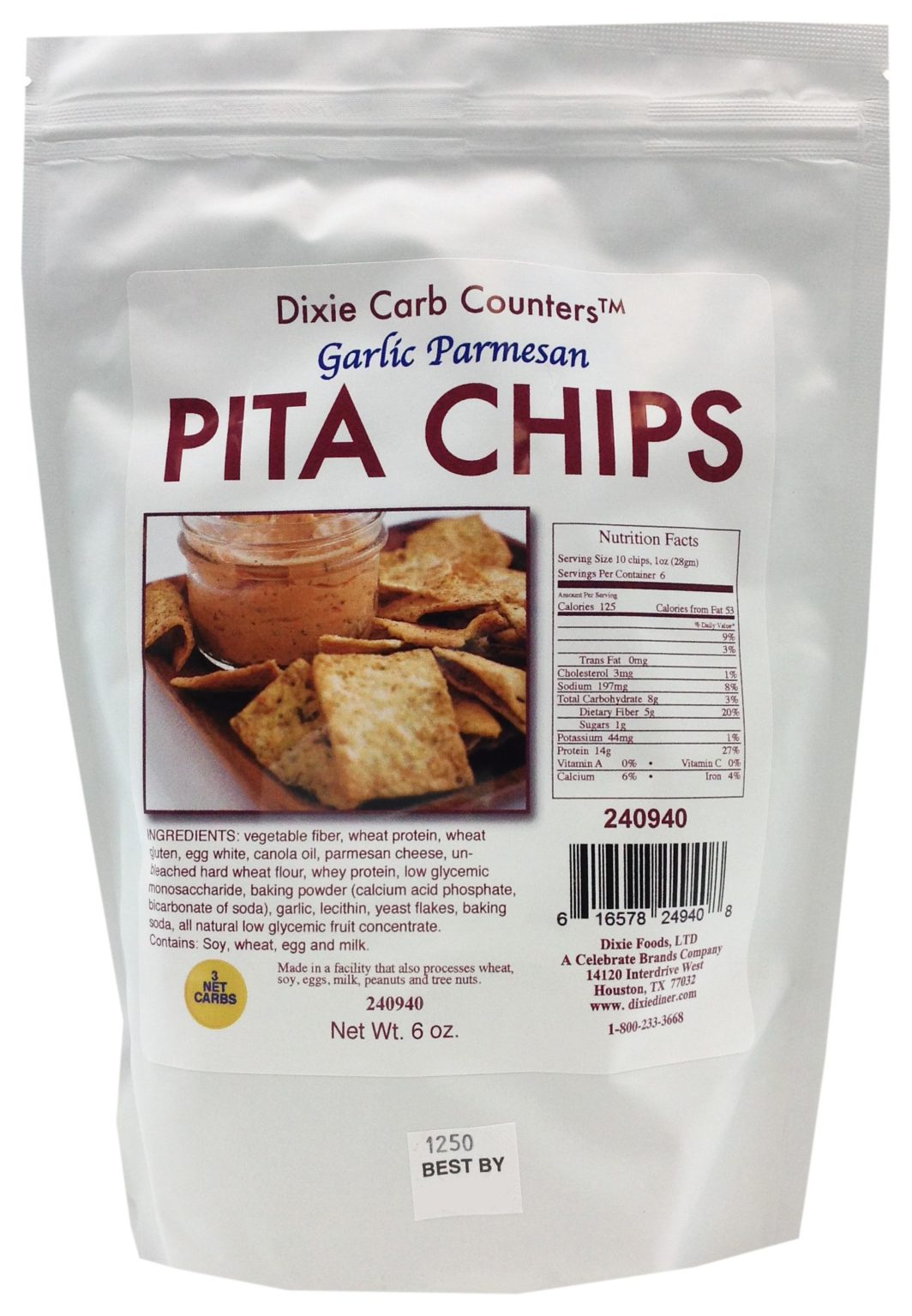 Dixie Carb Counters Garlic Parmesan Pita Chips Sugarless Delite