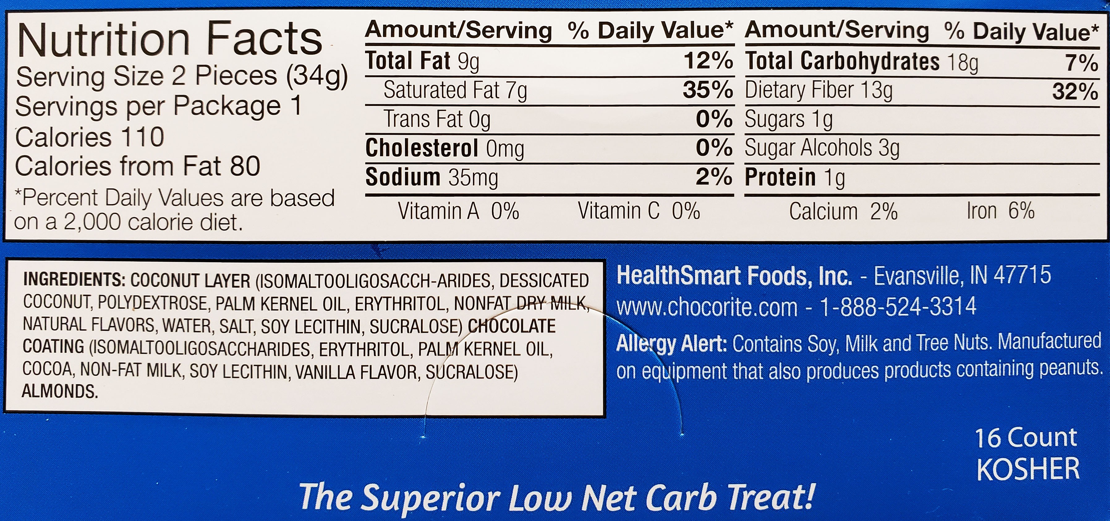 ChocoRite Coconut Almond Sugarless deLite