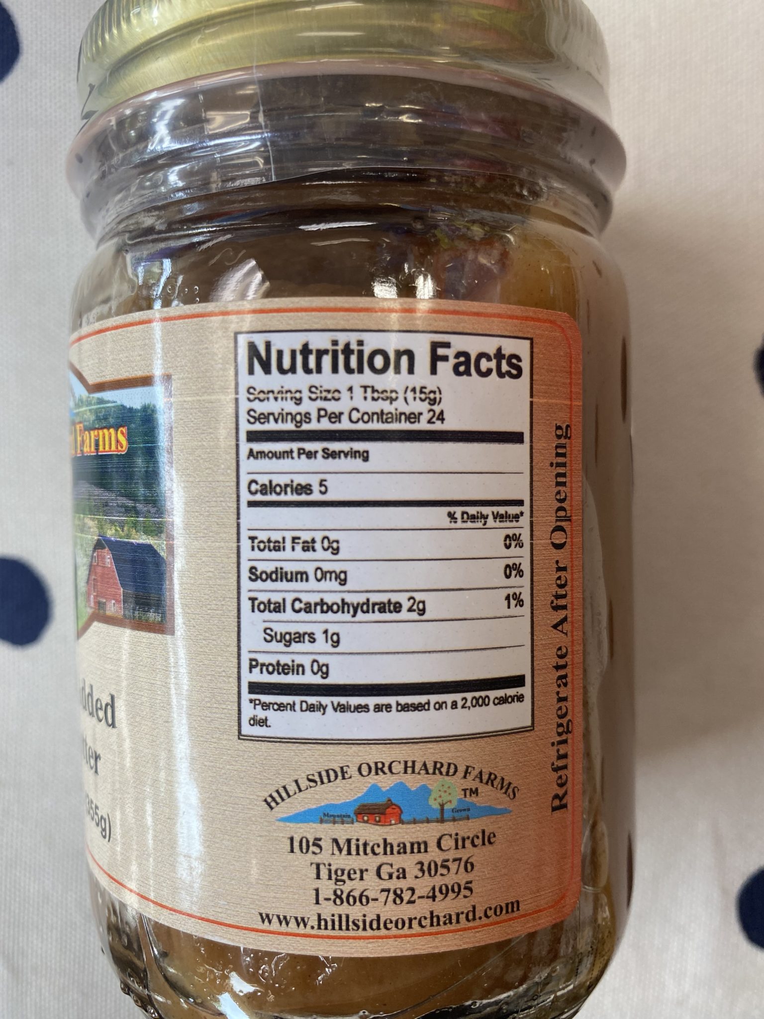 Hillside Orchards No Sugar Added Apple Butter