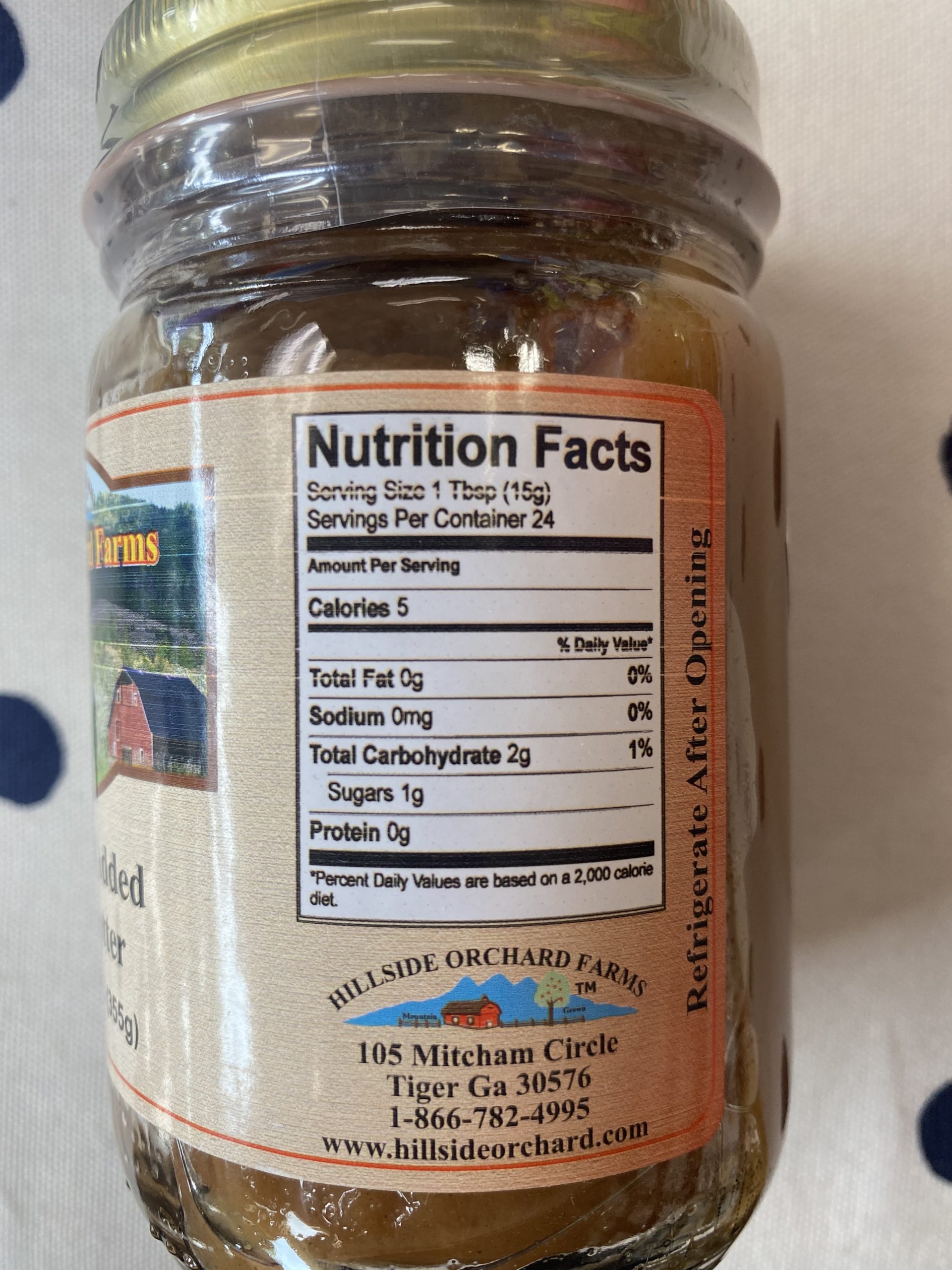 Hillside Orchards No Sugar Added Apple Butter