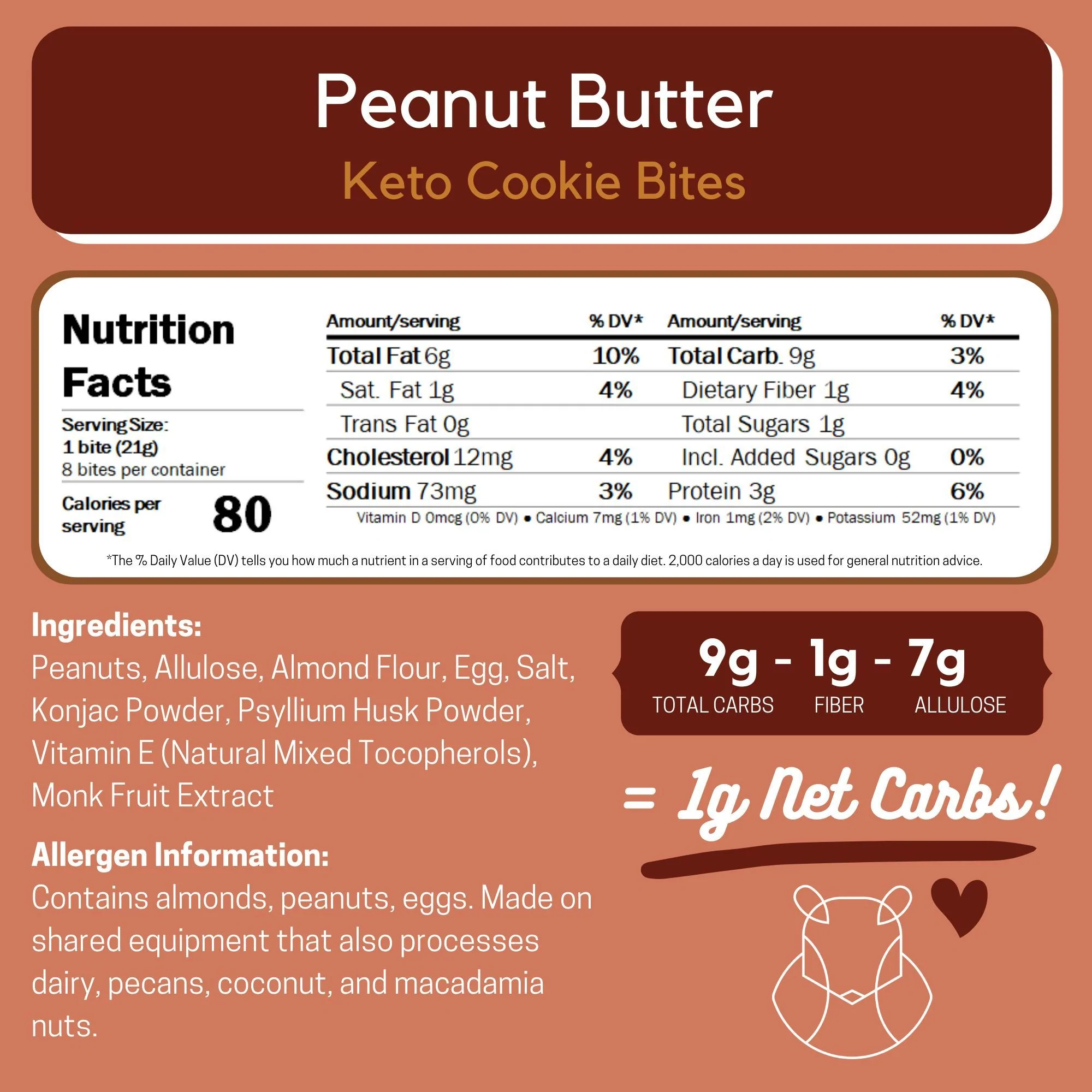 ChipMonk Keto Cookie Bites Peanut Butter Nutrition Facts