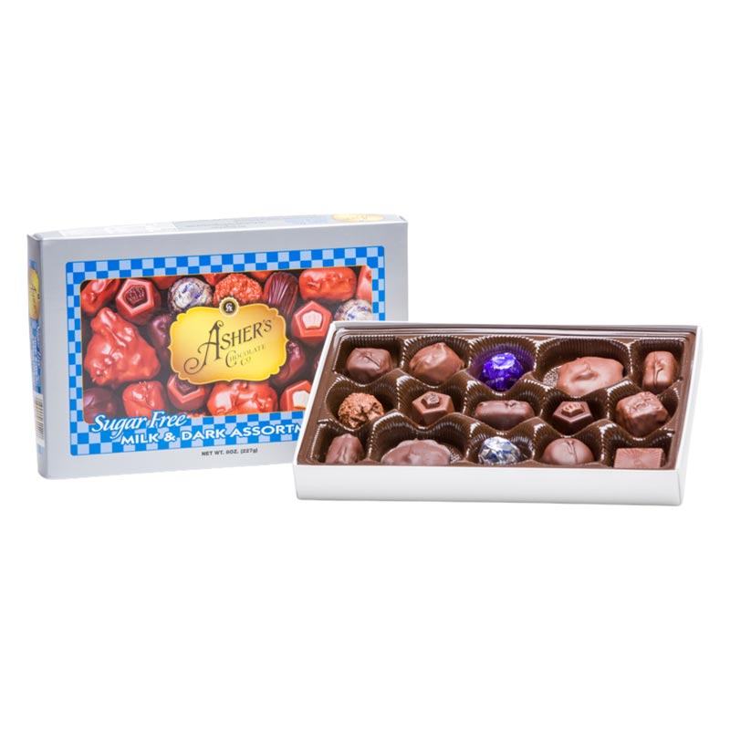 8 oz Sugar Free Milk & Dark Chocolate Assortment Gift Box - Image 3